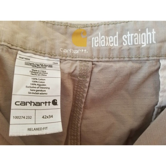 CARHARTT DUNGAREE FIT SIDE POCKET BEIGE MEN'S PANTS SIZE 42X34 SLASH POCKET - Picture 4 of 6